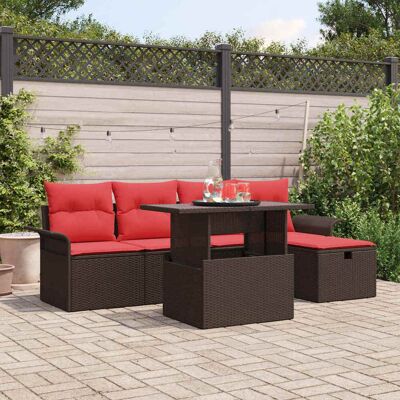 vidaXL Havesofa Sæt med pude med opbevaring 6 pcs Brun polyrattan Brun 100 x 55 x 73 cm vidaXL Havesofa Sæt med pude med opbevaring 6 pcs Brun polyrattan Brun 100 x 55 x 73 cm