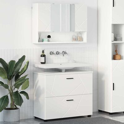 vidaXL Badeværelsesmøbel sæt med skuffe 2 pcs Hvid Samlet træ og metal Hvid 76,5 x 35 x 64 cm vidaXL Badeværelsesmøbel sæt med skuffe 2 pcs Hvid Samlet træ og metal Hvid 76,5 x 35 x 64 cm