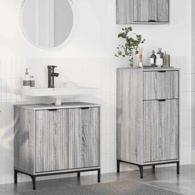vidaXL Badeværelsesmøbel sæt 2 pcs Grå Sonoma Samlet træ og metal Grå 39,5 x 36 x 88 cm vidaXL Badeværelsesmøbel sæt 2 pcs Grå Sonoma Samlet træ og metal Grå 39,5 x 36 x 88 cm