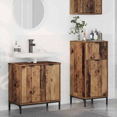 vidaXL Badeværelsesmøbel sæt 2 pcs Gammelt træ Samlet træ og metal Brun 39,5 x 36 x 88 cm vidaXL Badeværelsesmøbel sæt 2 pcs Gammelt træ Samlet træ og metal Brun 39,5 x 36 x 88 cm