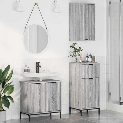 vidaXL Badeværelsesmøbel sæt 3 pcs Grå sonoma-eg Konstrueret træ Grå 39,5 x 36 x 88 cm vidaXL Badeværelsesmøbel sæt 3 pcs Grå sonoma-eg Konstrueret træ Grå 39,5 x 36 x 88 cm