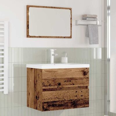 vidaXL Badeværelsesmøbel sæt 3 pcs Gammelt træ Konstrueret træ Brun 60 x 38,5 x 45 cm vidaXL Badeværelsesmøbel sæt 3 pcs Gammelt træ Konstrueret træ Brun 60 x 38,5 x 45 cm
