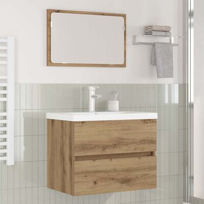 vidaXL Badeværelsesmøbel sæt 3 pcs Artisan Egetræ Konstrueret træ Brun 61 x 39 x 45 cm vidaXL Badeværelsesmøbel sæt 3 pcs Artisan Egetræ Konstrueret træ Brun 61 x 39 x 45 cm