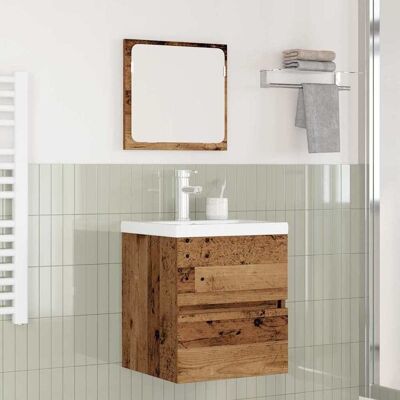 vidaXL Badeværelsesmøbel sæt 2 pcs Gammelt træ og Hvid Konstrueret træ Brun 42 x 39 x 45 cm vidaXL Badeværelsesmøbel sæt 2 pcs Gammelt træ og Hvid Konstrueret træ Brun 42 x 39 x 45 cm