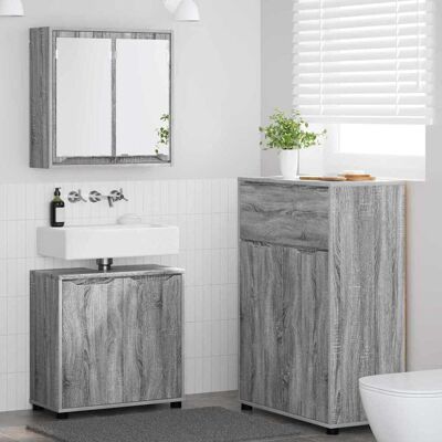 vidaXL Badeværelsesmøbel sæt med hjul 3 pcs Grå Sonoma Konstrueret træ Grå 72,5 x 36,5 x 100 cm vidaXL Badeværelsesmøbel sæt med hjul 3 pcs Grå Sonoma Konstrueret træ Grå 72,5 x 36,5 x 100 cm