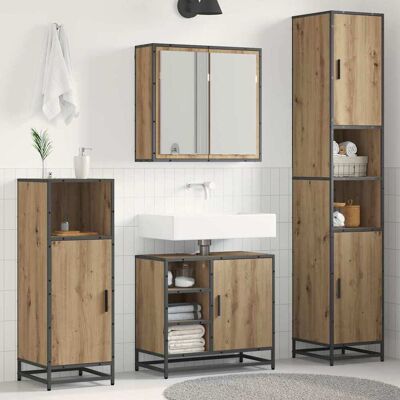vidaXL Badeværelsesmøbel sæt 3 pcs Artisan Egetræ Konstrueret træ Brun 65 x 33 x 60 cm vidaXL Badeværelsesmøbel sæt 3 pcs Artisan Egetræ Konstrueret træ Brun 65 x 33 x 60 cm