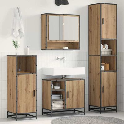 vidaXL Badeværelsesmøbel sæt 3 pcs Artisan Egetræ Konstrueret træ Brun 35 x 37,5 x 188,5 cm vidaXL Badeværelsesmøbel sæt 3 pcs Artisan Egetræ Konstrueret træ Brun 35 x 37,5 x 188,5 cm