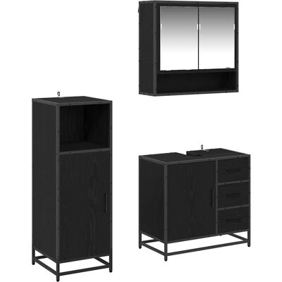vidaXL Badeværelsesmøbel sæt med skuffe 3 pcs Sort eg Konstrueret træ Sort 35 x 37,5 x 100 cm vidaXL Badeværelsesmøbel sæt med skuffe 3 pcs Sort eg Konstrueret træ Sort 35 x 37,5 x 100 cm