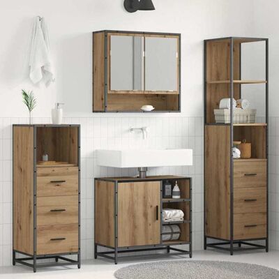 vidaXL Badeværelsesmøbel sæt 4 pcs Artisan Egetræ Konstrueret træ Brun 65 x 33 x 60 cm vidaXL Badeværelsesmøbel sæt 4 pcs Artisan Egetræ Konstrueret træ Brun 65 x 33 x 60 cm