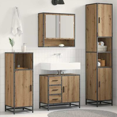 vidaXL Badeværelsesmøbel sæt 3 pcs Artisan Egetræ Konstrueret træ Brun 35 x 37,5 x 188,5 cm vidaXL Badeværelsesmøbel sæt 3 pcs Artisan Egetræ Konstrueret træ Brun 35 x 37,5 x 188,5 cm
