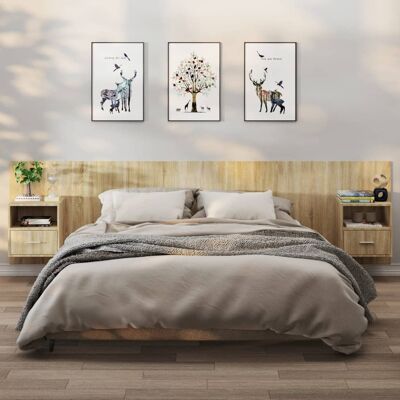 VIDAXL Vægmonteret Natbord-Set - Moderne Design, Brun VIDAXL Vægmonteret Natbord-Set - Moderne Design, Brun