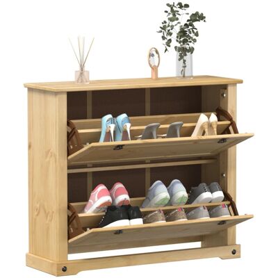 vidaXL skoskab Corona 99x32x85 cm massivt fyrretræ Brun N/A vidaXL skoskab Corona 99x32x85 cm massivt fyrretræ Brun N/A