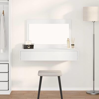 vidaXL Hvidt Træ 100x40x70cm Spiegel Make-up Bord - Make-up Bord vidaXL Hvidt Træ 100x40x70cm Spiegel Make-up Bord - Make-up Bord