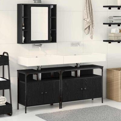 vidaXL Badeværelsesvaske med hylde med dør 3 pcs Sort Konstrueret træ Sort 80 x 30 x 60 cm vidaXL Badeværelsesvaske med hylde med dør 3 pcs Sort Konstrueret træ Sort 80 x 30 x 60 cm