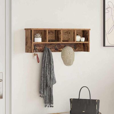 vidaXL Vægmonteret Jakkeholder med hylde Gammelt træ 75 x 16 x 26 cm Brun 75 x 16 x 26 cm vidaXL Vægmonteret Jakkeholder med hylde Gammelt træ 75 x 16 x 26 cm Brun 75 x 16 x 26 cm
