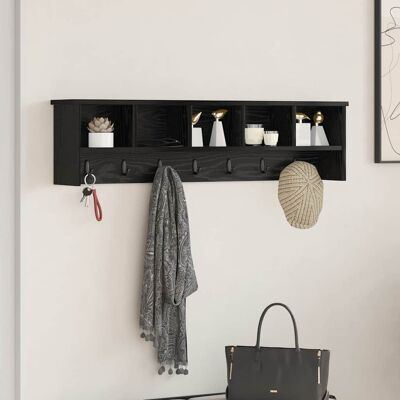vidaXL Vægmonteret Jakkeholder med hylde Sort eg 100 x 16 x 26 cm Sort 100 x 16 x 26 cm vidaXL Vægmonteret Jakkeholder med hylde Sort eg 100 x 16 x 26 cm Sort 100 x 16 x 26 cm