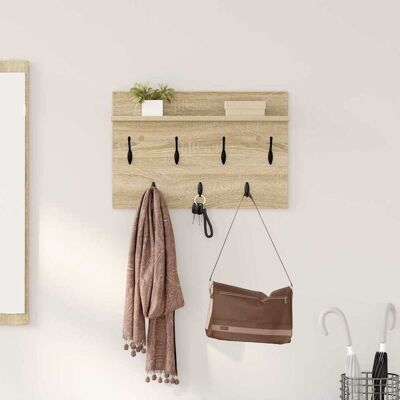 vidaXL Vægmonteret Jakkeholder med hylde Sonoma eg 60 x 40 x 12 cm Brun 60 x 40 x 12 cm vidaXL Vægmonteret Jakkeholder med hylde Sonoma eg 60 x 40 x 12 cm Brun 60 x 40 x 12 cm