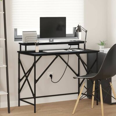 vidaXL Bord med hylde Sort eg 100 x 50 x 86,5 cm Konstrueret træ Sort 100 x 50 x 86,5 cm vidaXL Bord med hylde Sort eg 100 x 50 x 86,5 cm Konstrueret træ Sort 100 x 50 x 86,5 cm