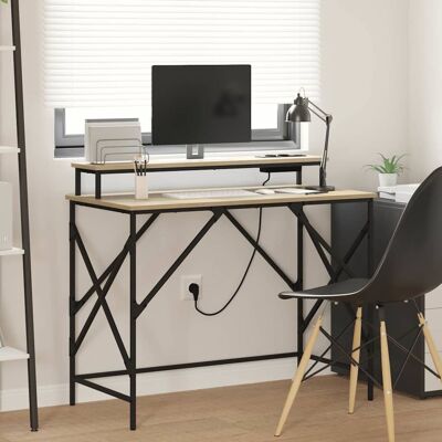 vidaXL Bord med hylde Sonoma eg 100 x 50 x 86,5 cm Konstrueret træ Brun 100 x 50 x 86,5 cm vidaXL Bord med hylde Sonoma eg 100 x 50 x 86,5 cm Konstrueret træ Brun 100 x 50 x 86,5 cm