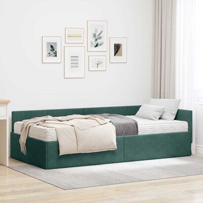 vidaXL Hjørnesengramme med Madras Andet 2 stk. Grøn Fløjl Grøn 90 x 200 cm vidaXL Hjørnesengramme med Madras Andet 2 stk. Grøn Fløjl Grøn 90 x 200 cm