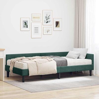 vidaXL Hjørnesengramme med Madras Andet 2 stk. Grøn Fløjl Grøn 100 x 200 cm vidaXL Hjørnesengramme med Madras Andet 2 stk. Grøn Fløjl Grøn 100 x 200 cm