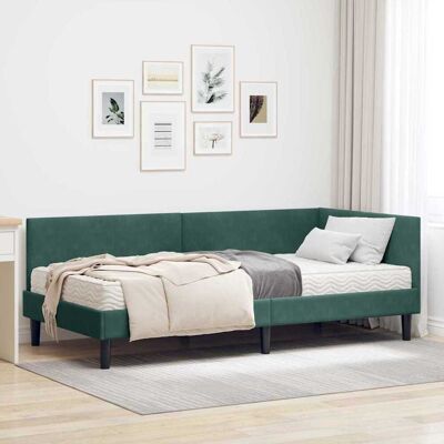 vidaXL Hjørnesengramme med Madras Andet 2 stk. Grøn Fløjl Grøn 100 x 200 cm vidaXL Hjørnesengramme med Madras Andet 2 stk. Grøn Fløjl Grøn 100 x 200 cm