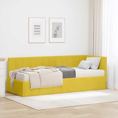 vidaXL Hjørnesengramme med Madras med hovedgærde 2 stk. Gul Fløjl Gul 80 x 200 cm vidaXL Hjørnesengramme med Madras med hovedgærde 2 stk. Gul Fløjl Gul 80 x 200 cm