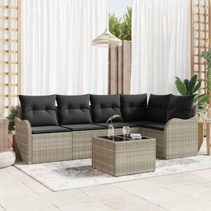 vidaXL Havesofa Sæt med pude 6 pcs Lysegrå Poly rattan Lysegrå 55 x 55 x 37 cm vidaXL Havesofa Sæt med pude 6 pcs Lysegrå Poly rattan Lysegrå 55 x 55 x 37 cm