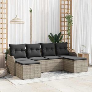 vidaXL Havesofa Sæt med pude 6 pcs Lysegrå Poly rattan Lysegrå 55 x 55 x 37 cm vidaXL Havesofa Sæt med pude 6 pcs Lysegrå Poly rattan Lysegrå 55 x 55 x 37 cm