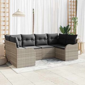 vidaXL Havesofa Sæt med pude 6 pcs Lysegrå Poly rattan Lysegrå 55 x 55 x 37 cm vidaXL Havesofa Sæt med pude 6 pcs Lysegrå Poly rattan Lysegrå 55 x 55 x 37 cm