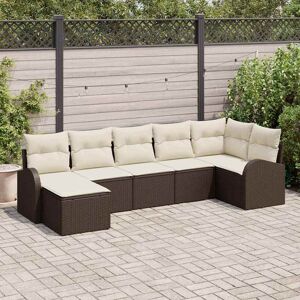 vidaXL Havesofa Sæt med pude 7 pcs Brun Poly rattan Brun 289 x 124 x 85 cm vidaXL Havesofa Sæt med pude 7 pcs Brun Poly rattan Brun 289 x 124 x 85 cm