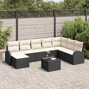 vidaXL Havesofa Sæt med pude 9 pcs Sort Poly rattan Sort 289 x 179 x 85 cm vidaXL Havesofa Sæt med pude 9 pcs Sort Poly rattan Sort 289 x 179 x 85 cm