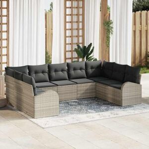 vidaXL Sofa Sæt med pude Lysegrå Poly Rattan Lysegrå 289 x 179 x 85 cm vidaXL Sofa Sæt med pude Lysegrå Poly Rattan Lysegrå 289 x 179 x 85 cm
