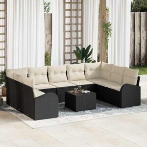 vidaXL Sofa Sæt med pude 10 pcs Sort Poly Rattan Sort 289 x 179 x 85 cm vidaXL Sofa Sæt med pude 10 pcs Sort Poly Rattan Sort 289 x 179 x 85 cm