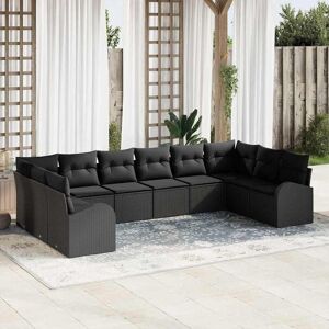 vidaXL Sofa Sæt med pude 10 pcs Sort Polyrattan Sort 344 x 179 x 85 cm vidaXL Sofa Sæt med pude 10 pcs Sort Polyrattan Sort 344 x 179 x 85 cm