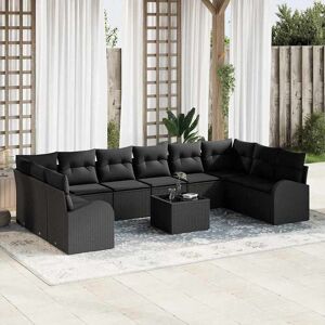 vidaXL Sofa Sæt med pude 11 pcs Sort Polyrattan Sort 344 x 179 x 85 cm vidaXL Sofa Sæt med pude 11 pcs Sort Polyrattan Sort 344 x 179 x 85 cm