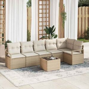 vidaXL Sofa Sæt med pude 7 pcs Beige polyrattan Beige 287 x 122 x 85 cm vidaXL Sofa Sæt med pude 7 pcs Beige polyrattan Beige 287 x 122 x 85 cm