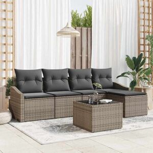 vidaXL Sofa Sæt med pude 6 pcs Grå polyrattan Grå 233 x 117 x 85 cm vidaXL Sofa Sæt med pude 6 pcs Grå polyrattan Grå 233 x 117 x 85 cm