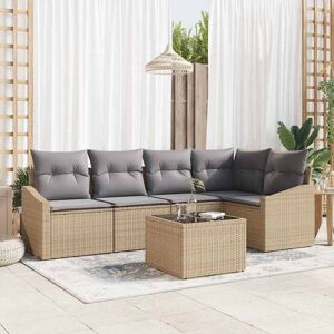 vidaXL Sofa Sæt med pude 6 pcs Beige polyrattan Beige 233,5 x 123,5 x 85 cm vidaXL Sofa Sæt med pude 6 pcs Beige polyrattan Beige 233,5 x 123,5 x 85 cm