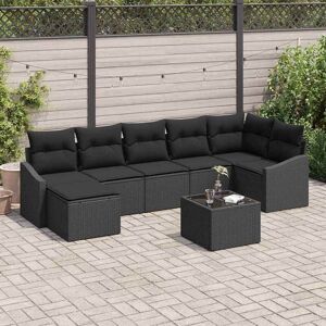 vidaXL Sofa Sæt med pude 8 pcs Sort polyrattan Sort 288,5 x 123,5 x 85 cm vidaXL Sofa Sæt med pude 8 pcs Sort polyrattan Sort 288,5 x 123,5 x 85 cm