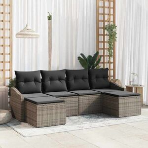 vidaXL Sofa Sæt med pude 6 pcs Grå polyrattan Grå 233 x 117 x 85 cm vidaXL Sofa Sæt med pude 6 pcs Grå polyrattan Grå 233 x 117 x 85 cm
