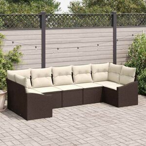 vidaXL Sofa Sæt med pude 7 pcs Brun polyrattan Brun 289 x 123,5 x 85 cm vidaXL Sofa Sæt med pude 7 pcs Brun polyrattan Brun 289 x 123,5 x 85 cm