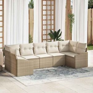 vidaXL Sofa Sæt med pude 7 pcs Beige polyrattan Beige 289 x 123,5 x 85 cm vidaXL Sofa Sæt med pude 7 pcs Beige polyrattan Beige 289 x 123,5 x 85 cm