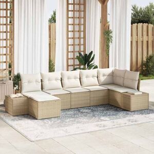vidaXL Havesofa Sæt med pude 7 pcs Beige polyrattan Beige 319 x 154 x 69 cm vidaXL Havesofa Sæt med pude 7 pcs Beige polyrattan Beige 319 x 154 x 69 cm