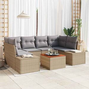 vidaXL Havesofa Sæt med pude 7 pcs Beige polyrattan Beige 55 x 55 x 37 cm vidaXL Havesofa Sæt med pude 7 pcs Beige polyrattan Beige 55 x 55 x 37 cm