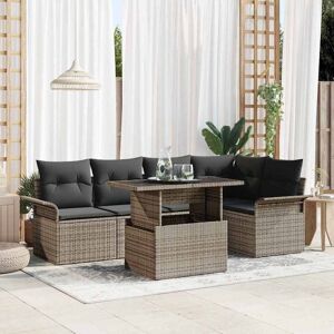 vidaXL Havesofa Sæt med pude 6 pcs Grå polyrattan Lysegrå 100 x 55 x 73 cm vidaXL Havesofa Sæt med pude 6 pcs Grå polyrattan Lysegrå 100 x 55 x 73 cm