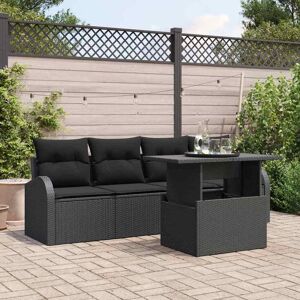 vidaXL Havesofa Sæt med pude 5 pcs Sort Poly rattan Sort 100 x 55 x 73 cm vidaXL Havesofa Sæt med pude 5 pcs Sort Poly rattan Sort 100 x 55 x 73 cm
