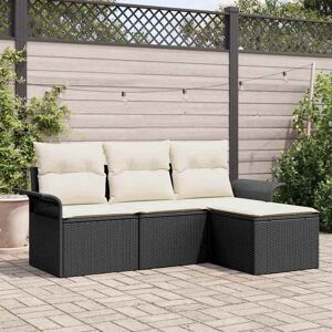 vidaXL Havesofa Sæt med pude med opbevaring 4 pcs Sort Poly rattan Sort 196 x 117 x 69 cm vidaXL Havesofa Sæt med pude med opbevaring 4 pcs Sort Poly rattan Sort 196 x 117 x 69 cm