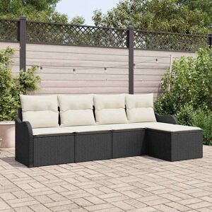 vidaXL Havesofa Sæt med pude med opbevaring 5 pcs Sort Poly rattan Sort 231 x 117 x 69 cm vidaXL Havesofa Sæt med pude med opbevaring 5 pcs Sort Poly rattan Sort 231 x 117 x 69 cm