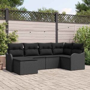 vidaXL Havesofa Sæt med pude 6 pcs Sort Poly rattan Sort 232.5 x 122.5 x 69 cm vidaXL Havesofa Sæt med pude 6 pcs Sort Poly rattan Sort 232.5 x 122.5 x 69 cm